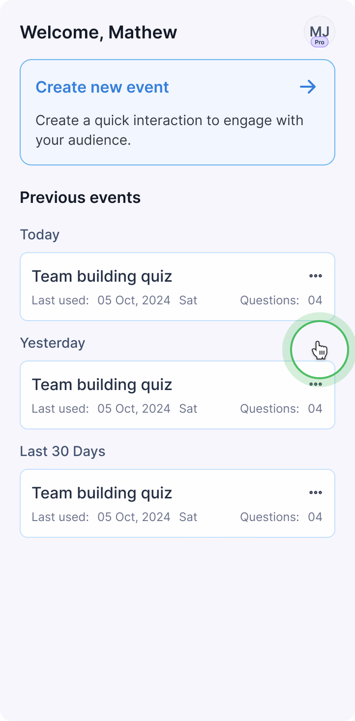 Event Management Interface